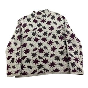 Vintage Unlimited Quest Sweater Women L Maple Leaf Print 1/4 Zip Cotton Canada